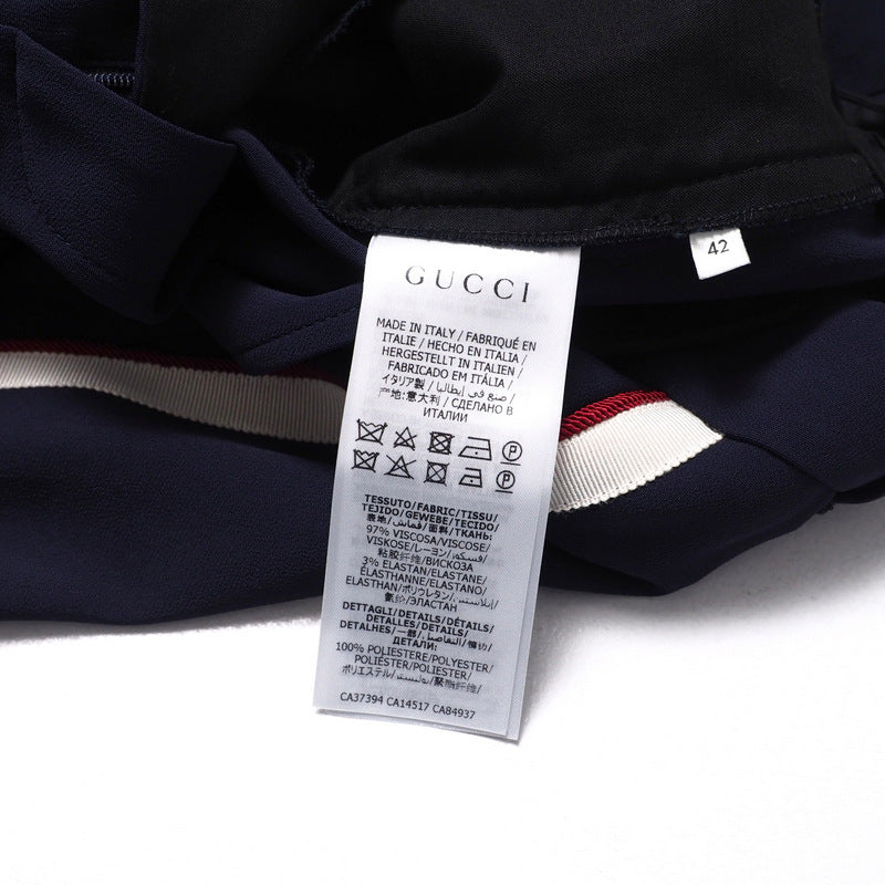 GUCCI Pants 524709 97% rayon, 3% polyurethane Navy/White x Bordeaux 42