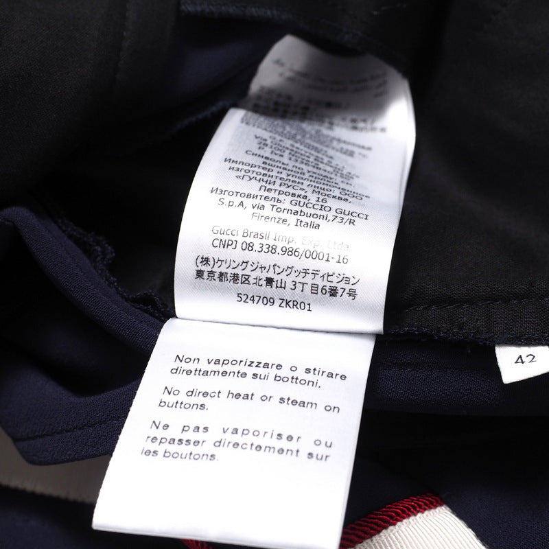 GUCCI Pants 524709 97% rayon, 3% polyurethane Navy/White x Bordeaux 42