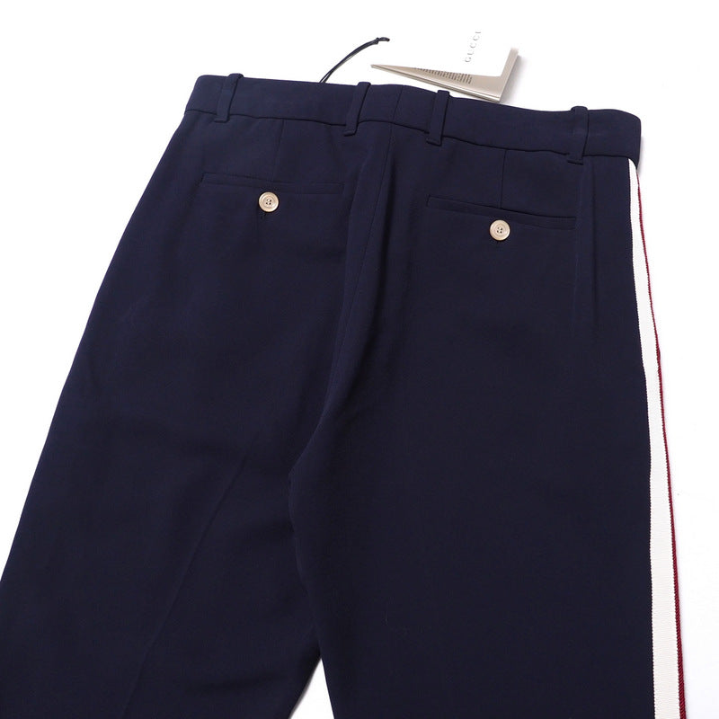 GUCCI Pants 524709 97% rayon, 3% polyurethane Navy/White x Bordeaux 42