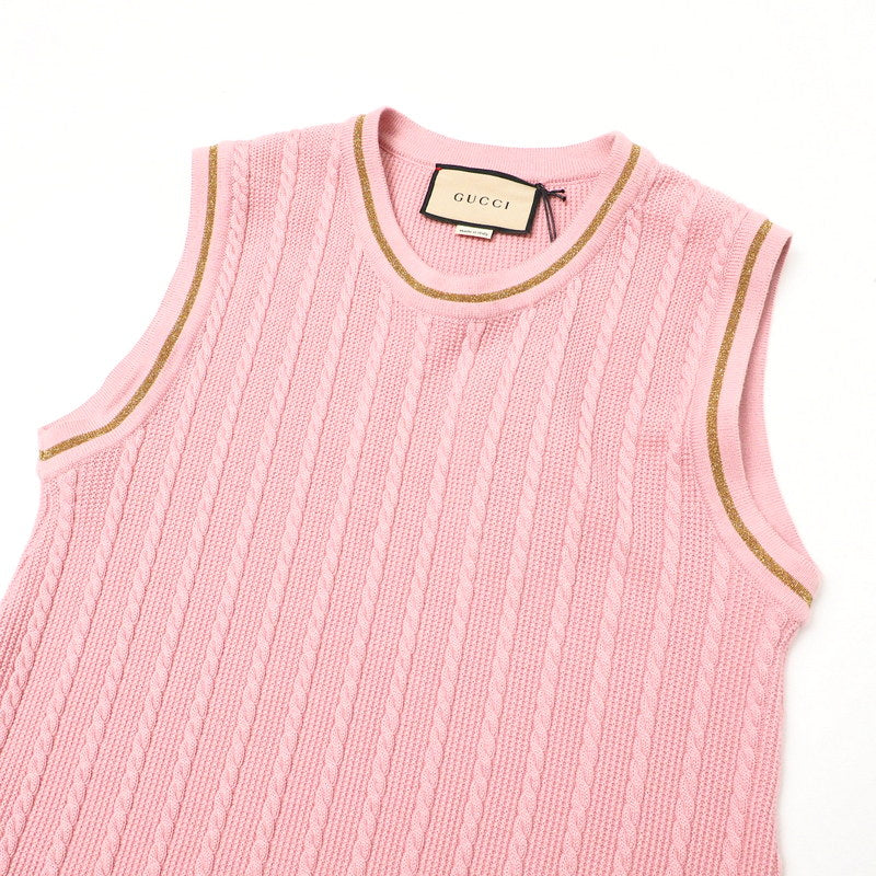 GUCCI one piece 658350 knit Pink / Gold S