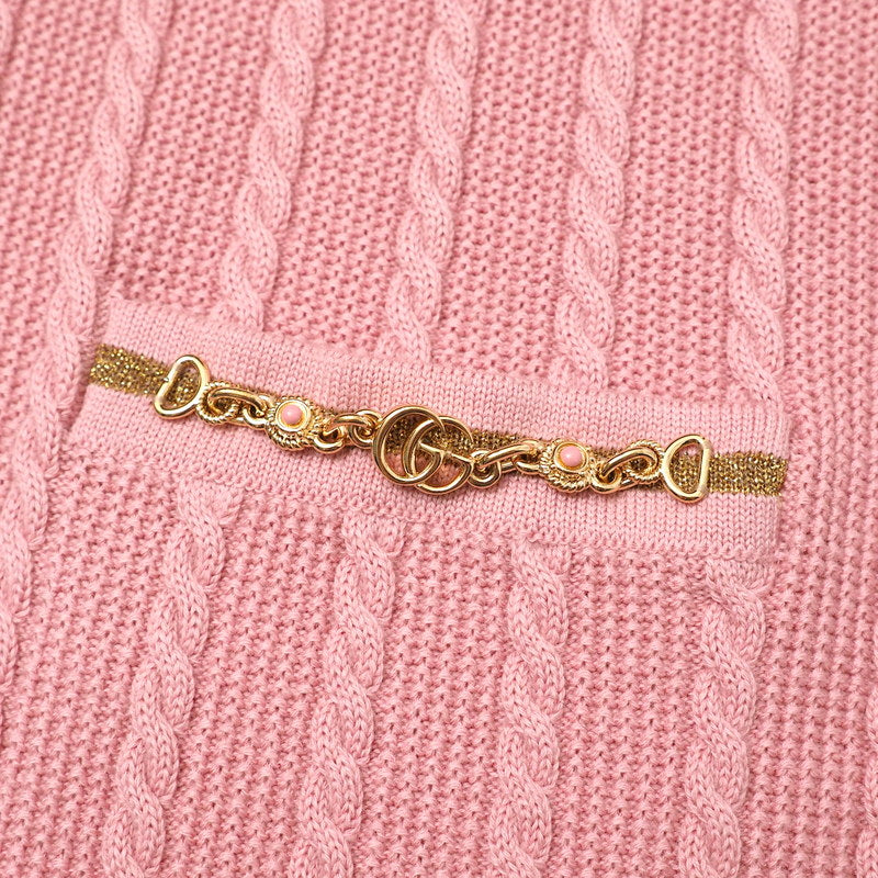 GUCCI one piece 658350 knit Pink / Gold S