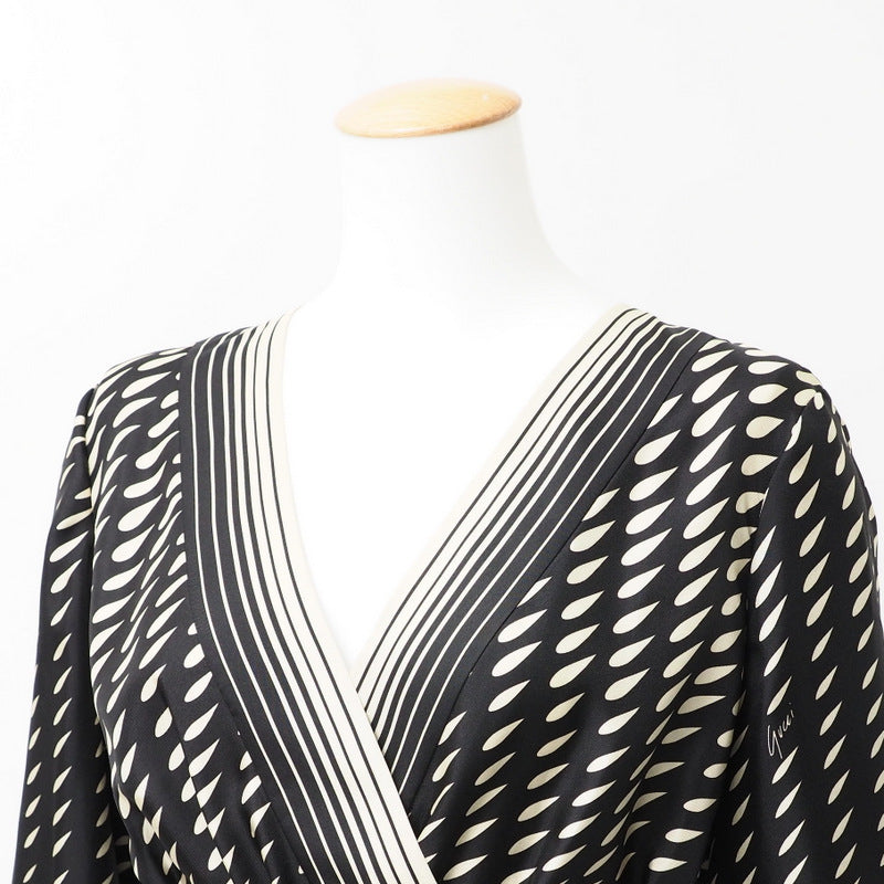 GUCCI one piece 643440 silk Black x Ivory 42（170/92Y）