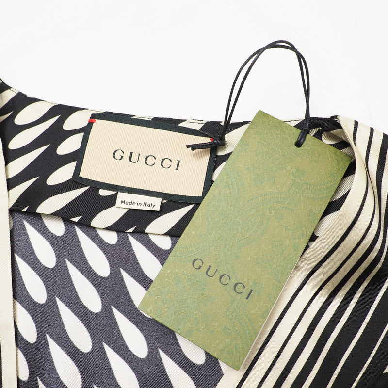 GUCCI one piece 643440 silk Black x Ivory 42（170/92Y）