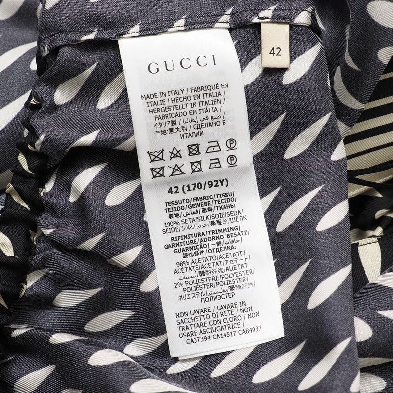 GUCCI one piece 643440 silk Black x Ivory 42（170/92Y）