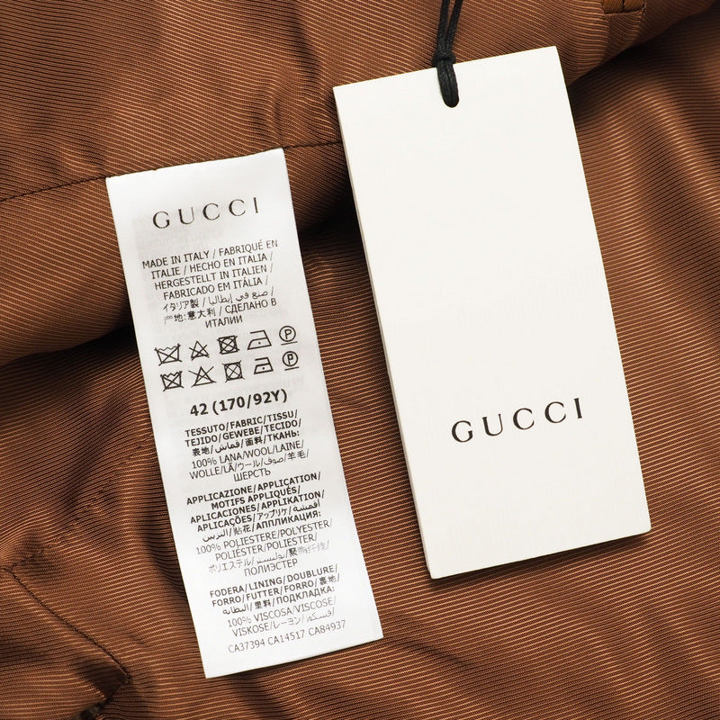 GUCCI tailored jacket 633146 100% wool Pink x Brown 42（170/92Y）