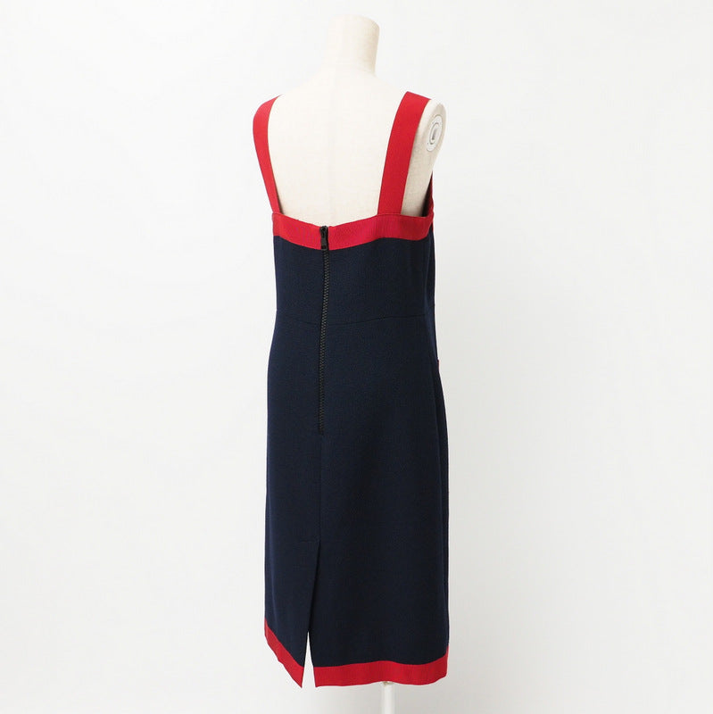 GUCCI one piece 550784 86% wool, 14% nylon Navy x red 42