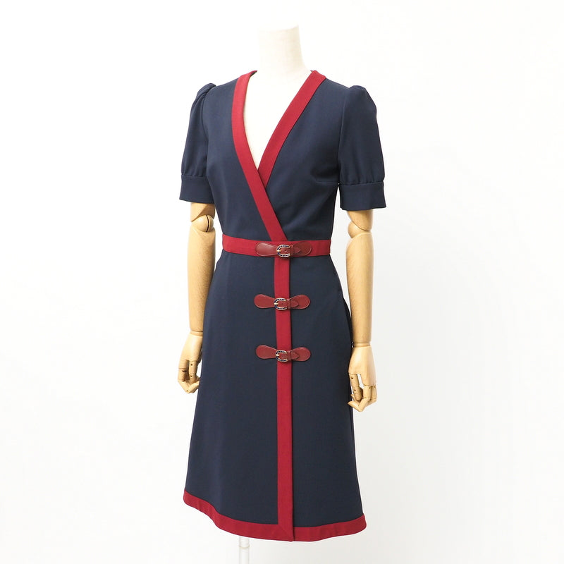 GUCCI one piece 598884 Rayon Navy / Bordeaux XS