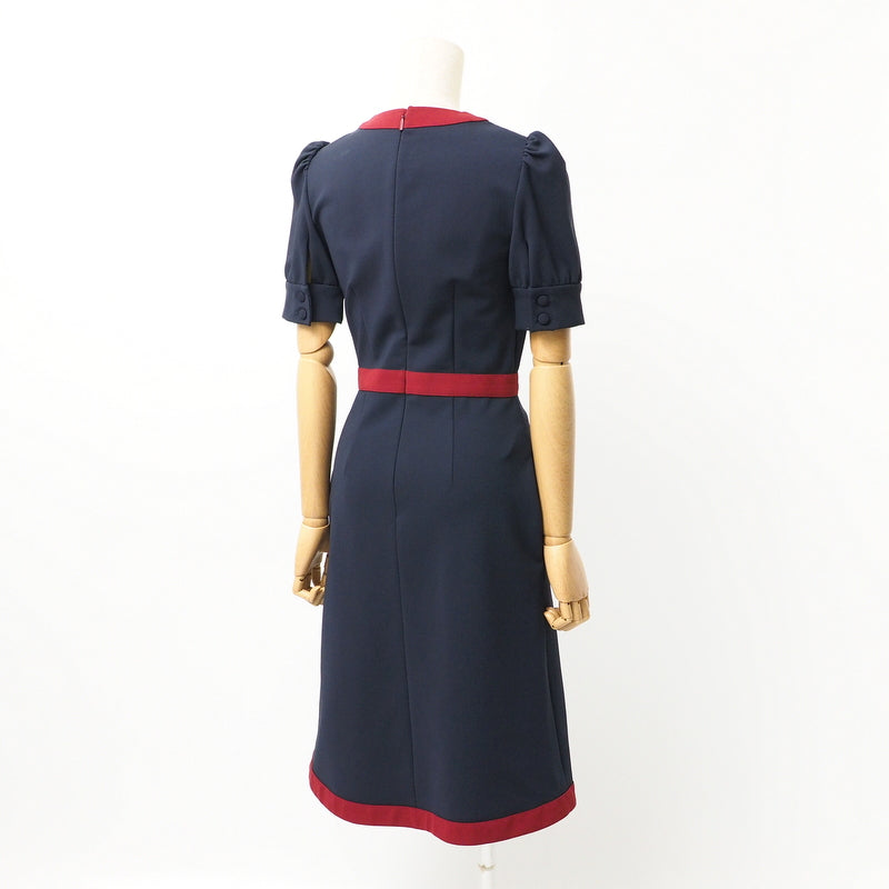 GUCCI one piece 598884 Rayon Navy / Bordeaux XS