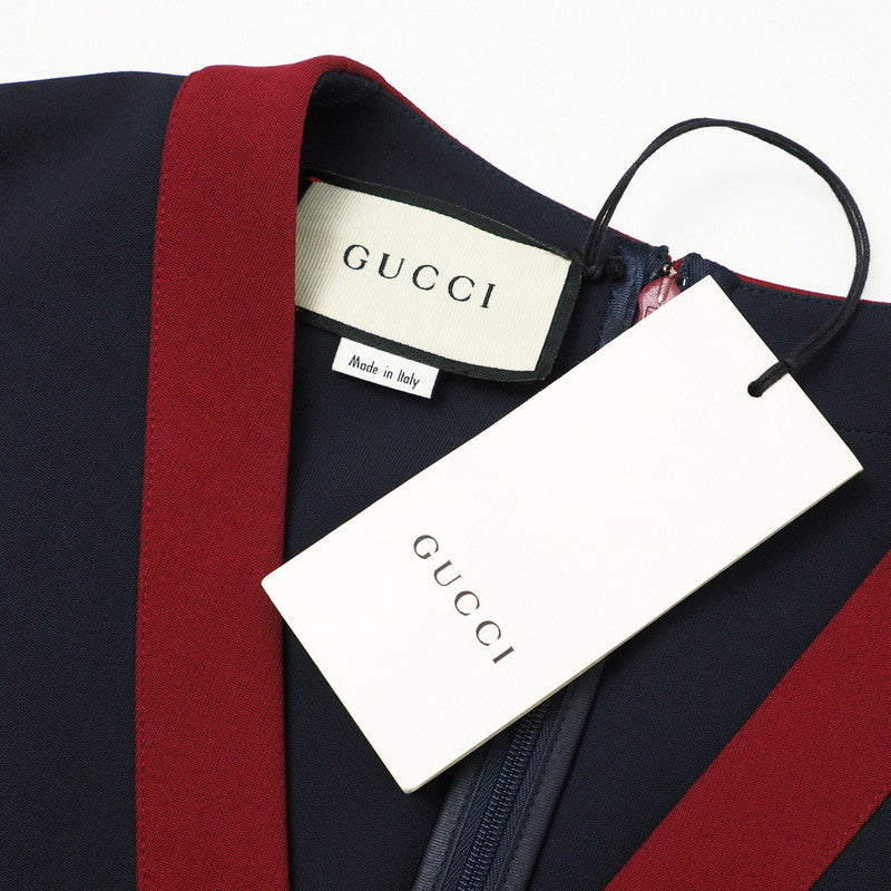 GUCCI one piece 598884 Rayon Navy / Bordeaux XS