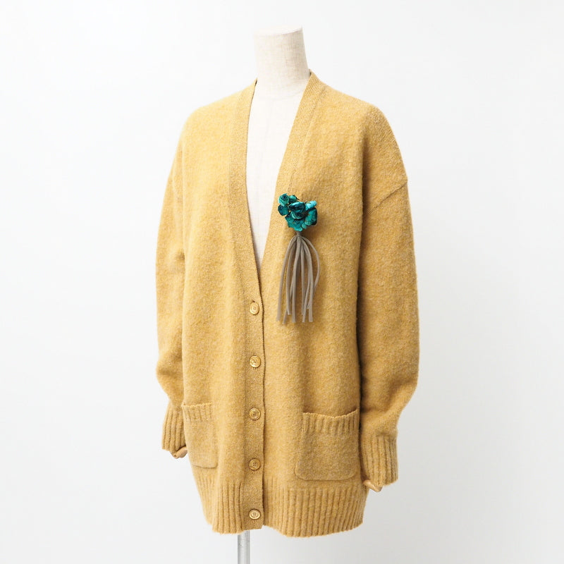 GUCCI cardigan 635162 wool mustard With Brooch Oversize M (170/92Y)