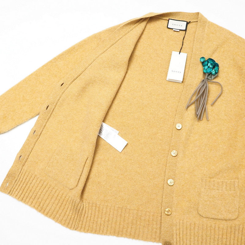 GUCCI cardigan 635162 wool mustard With Brooch Oversize M (170/92Y)