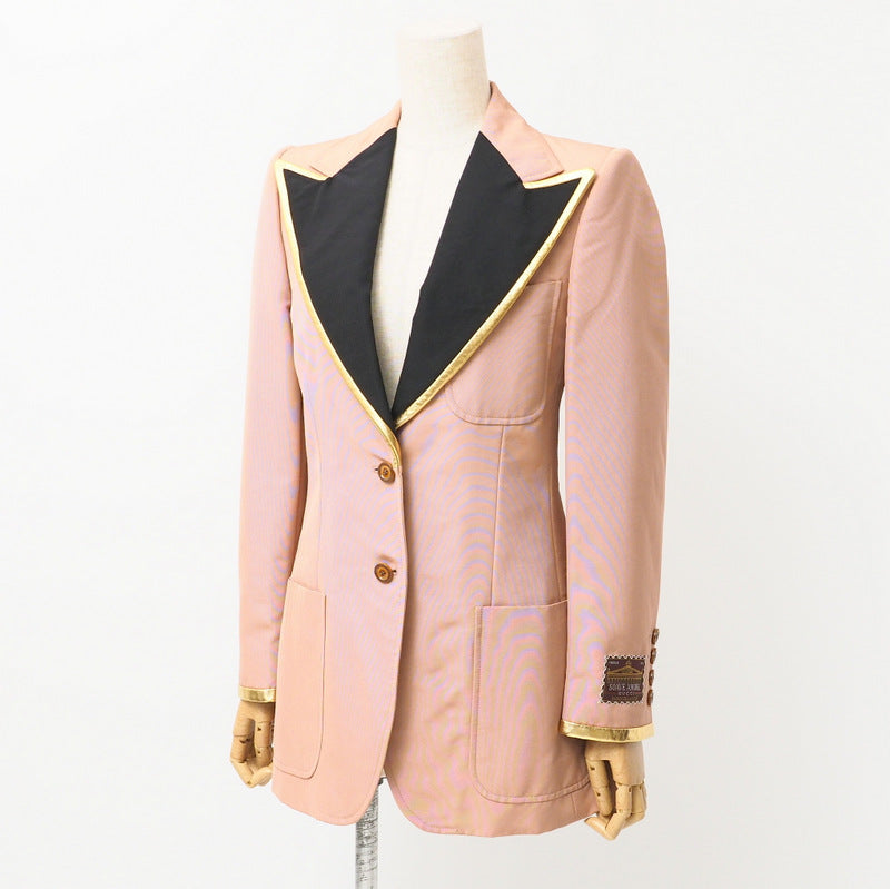 GUCCI tailored jacket 621256 55% cotton, 45% rayon Pink/Black/Gold 38（160/84Y）