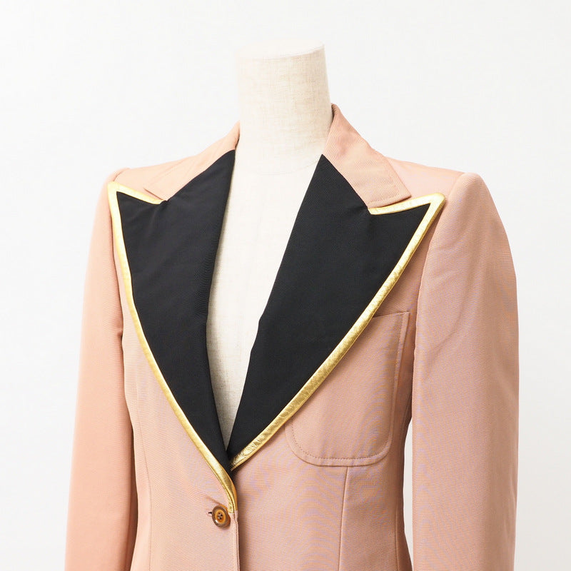 GUCCI tailored jacket 621256 55% cotton, 45% rayon Pink/Black/Gold 38（160/84Y）