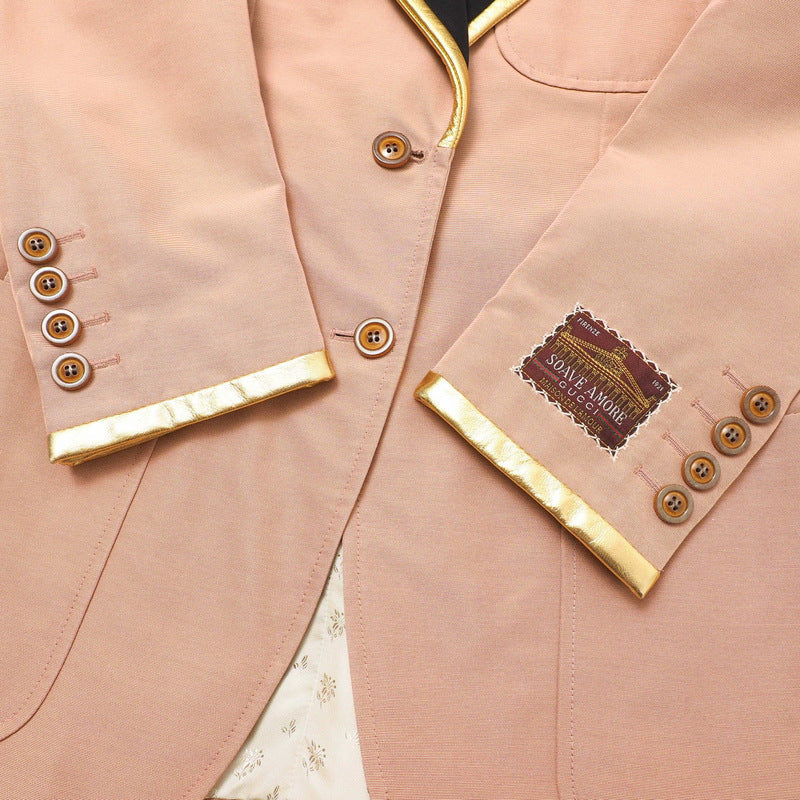 GUCCI tailored jacket 621256 55% cotton, 45% rayon Pink/Black/Gold 38（160/84Y）