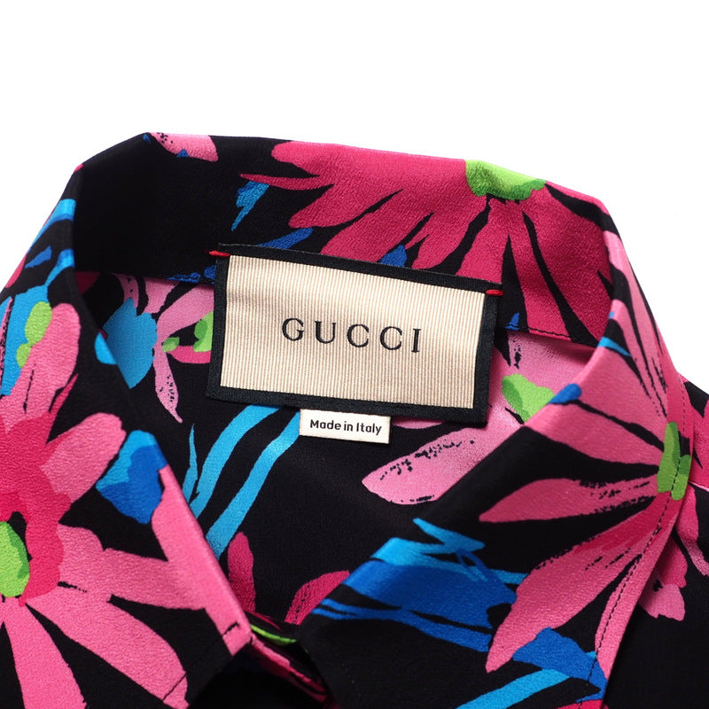 GUCCI blouse silk Pink/Black/Blue 40（165/88Y）