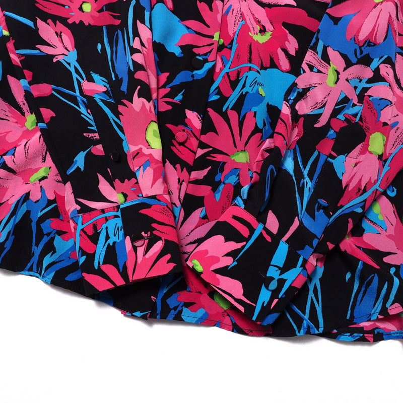 GUCCI blouse silk Pink/Black/Blue 40（165/88Y）