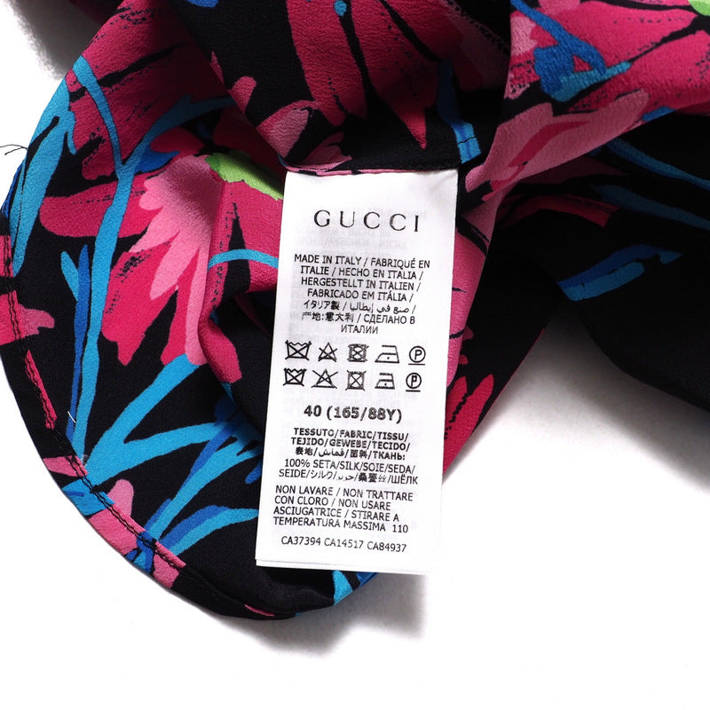 GUCCI blouse silk Pink/Black/Blue 40（165/88Y）