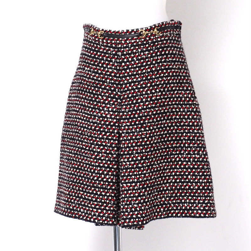 GUCCI skirt 543438 tweed Red x Navy x Black x White 42