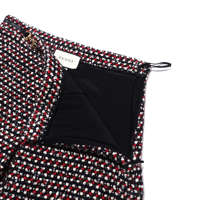 GUCCI skirt 543438 tweed Red x Navy x Black x White 42