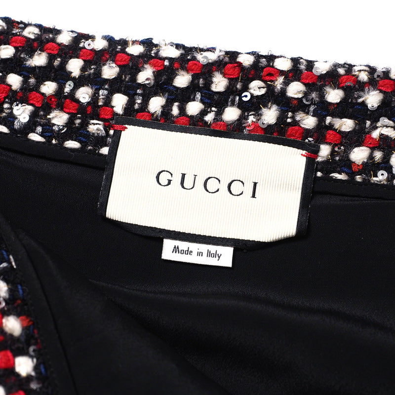 GUCCI skirt 543438 tweed Red x Navy x Black x White 42