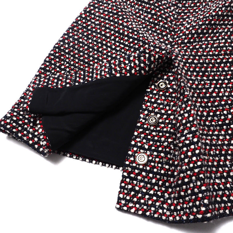 GUCCI skirt 543438 tweed Red x Navy x Black x White 42