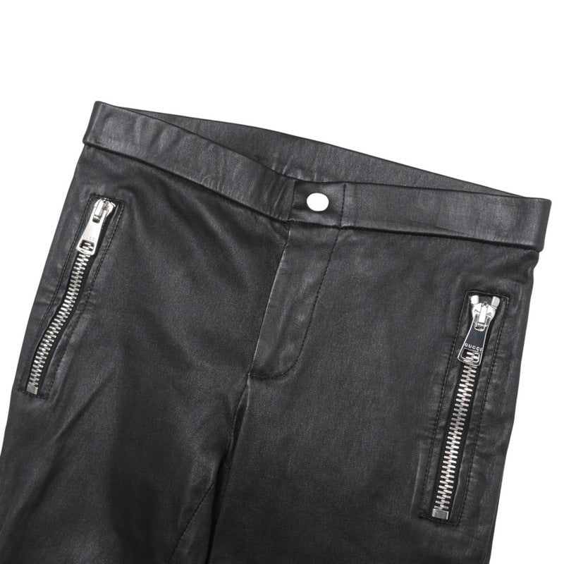GUCCI skinny pants 360417 lambskin black 36