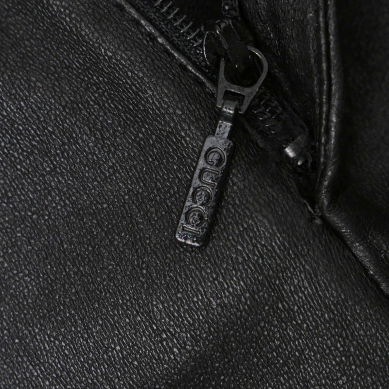 GUCCI skinny pants 360417 lambskin black 36