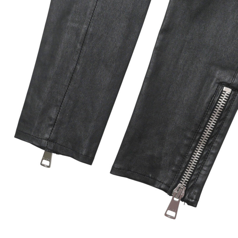 GUCCI skinny pants 360417 lambskin black 36
