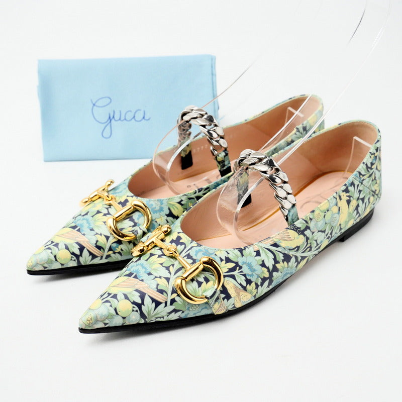 GUCCI pumps 639272 leather green 38 1/2
