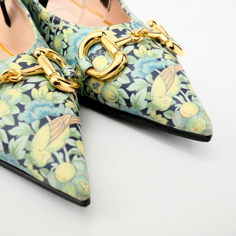 GUCCI pumps 639272 leather green 38 1/2