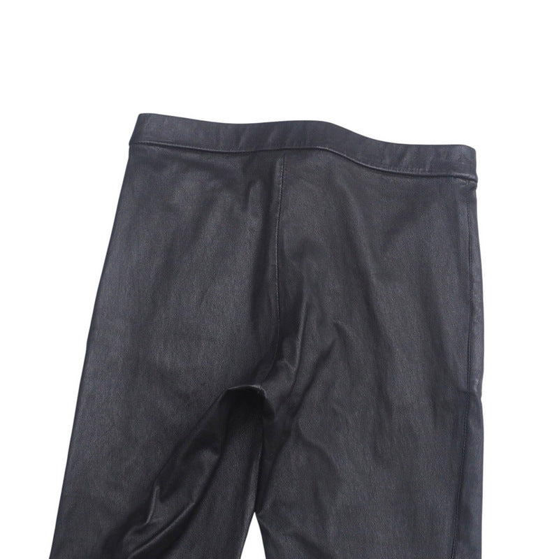 GUCCI skinny pants 360417 leather Black/Metal:Silver 36