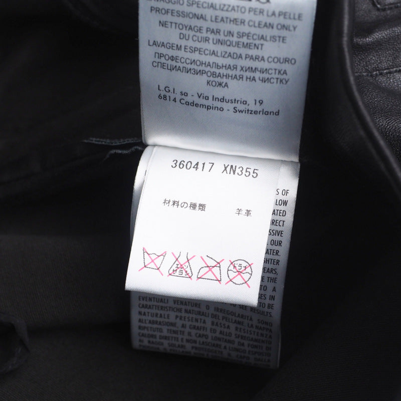 GUCCI skinny pants 360417 leather Black/Metal:Silver 36
