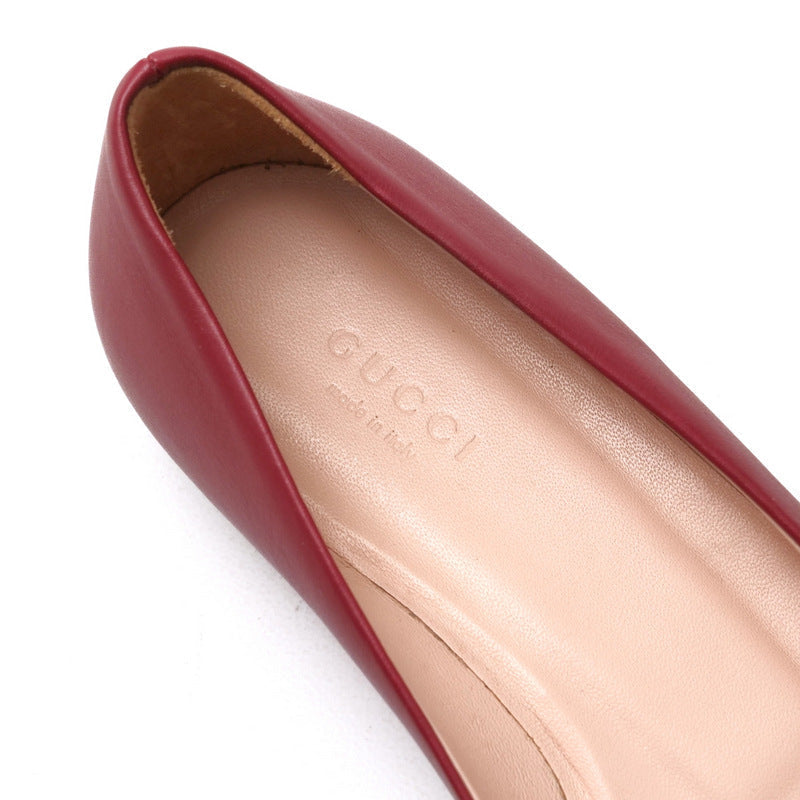 GUCCI Ballet shoes 466700 leather Red type Bit: Gold 36