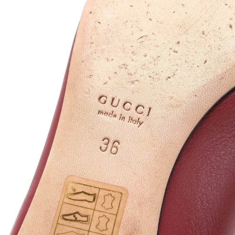 GUCCI Ballet shoes 466700 leather Red type Bit: Gold 36