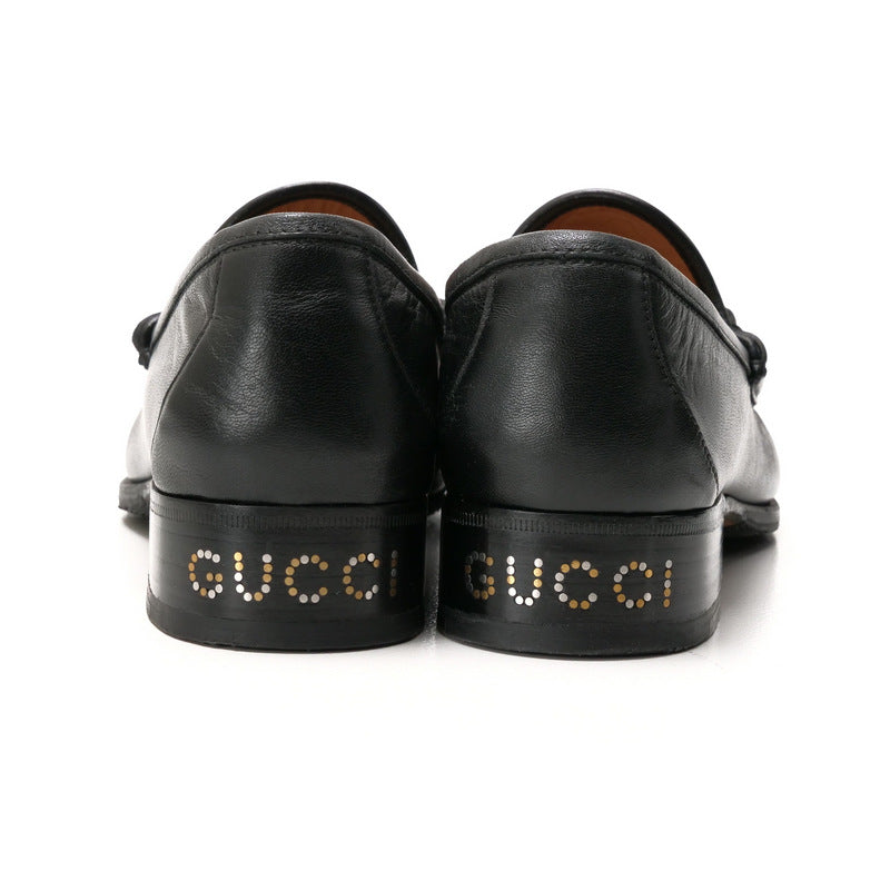 GUCCI loafers 575113 leather Black Gold x Silver 7.5