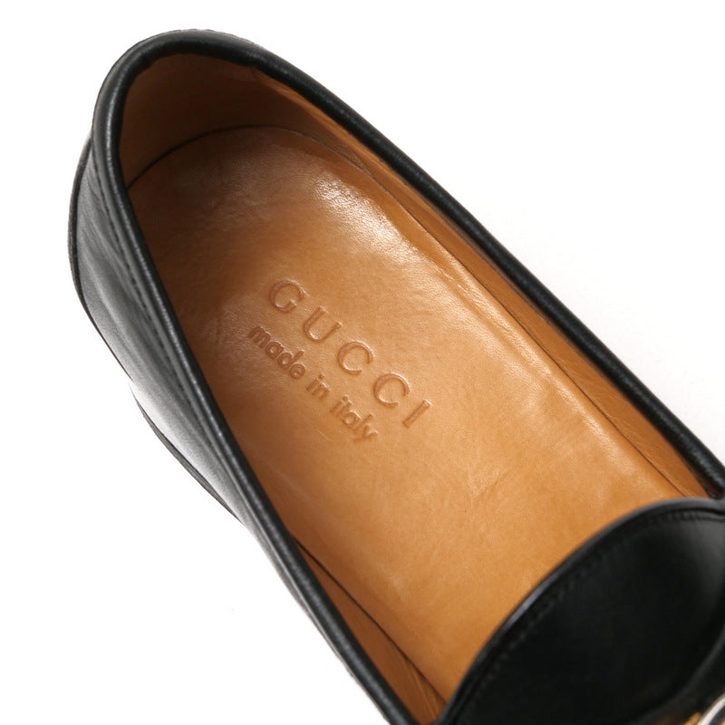 GUCCI loafers 575113 leather Black Gold x Silver 7.5