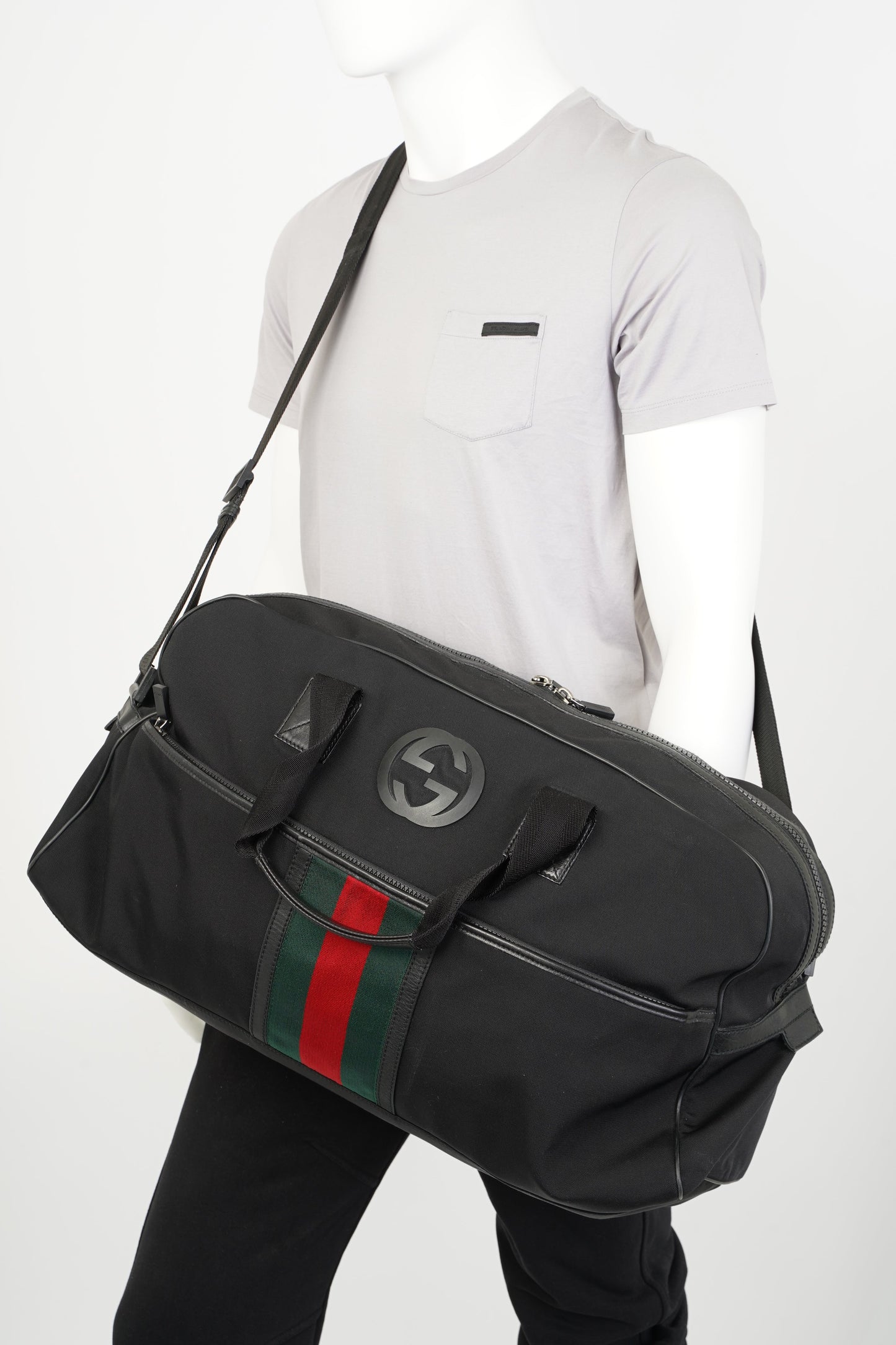 Gucci Parana Duffle Bag Black Canvas Large