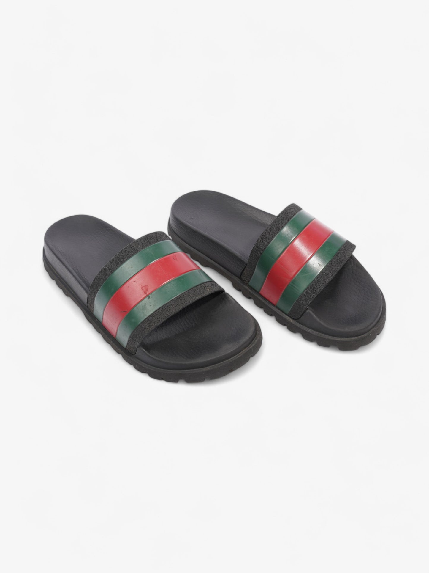 Gucci Pursuit Trek Slides Black / Green / Red Rubber EU 41 UK 7