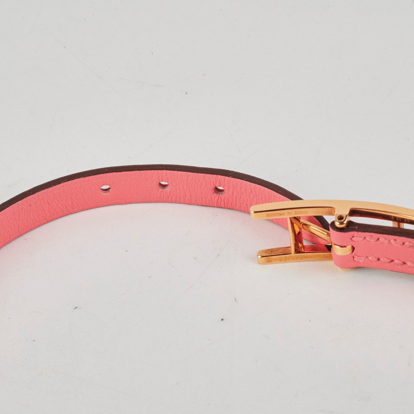 Hermes Leather Behapi Bracelet Red