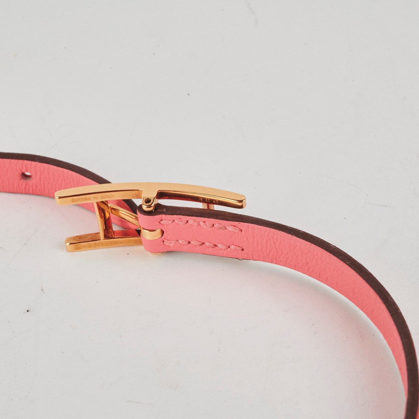 Hermes Leather Behapi Bracelet Red