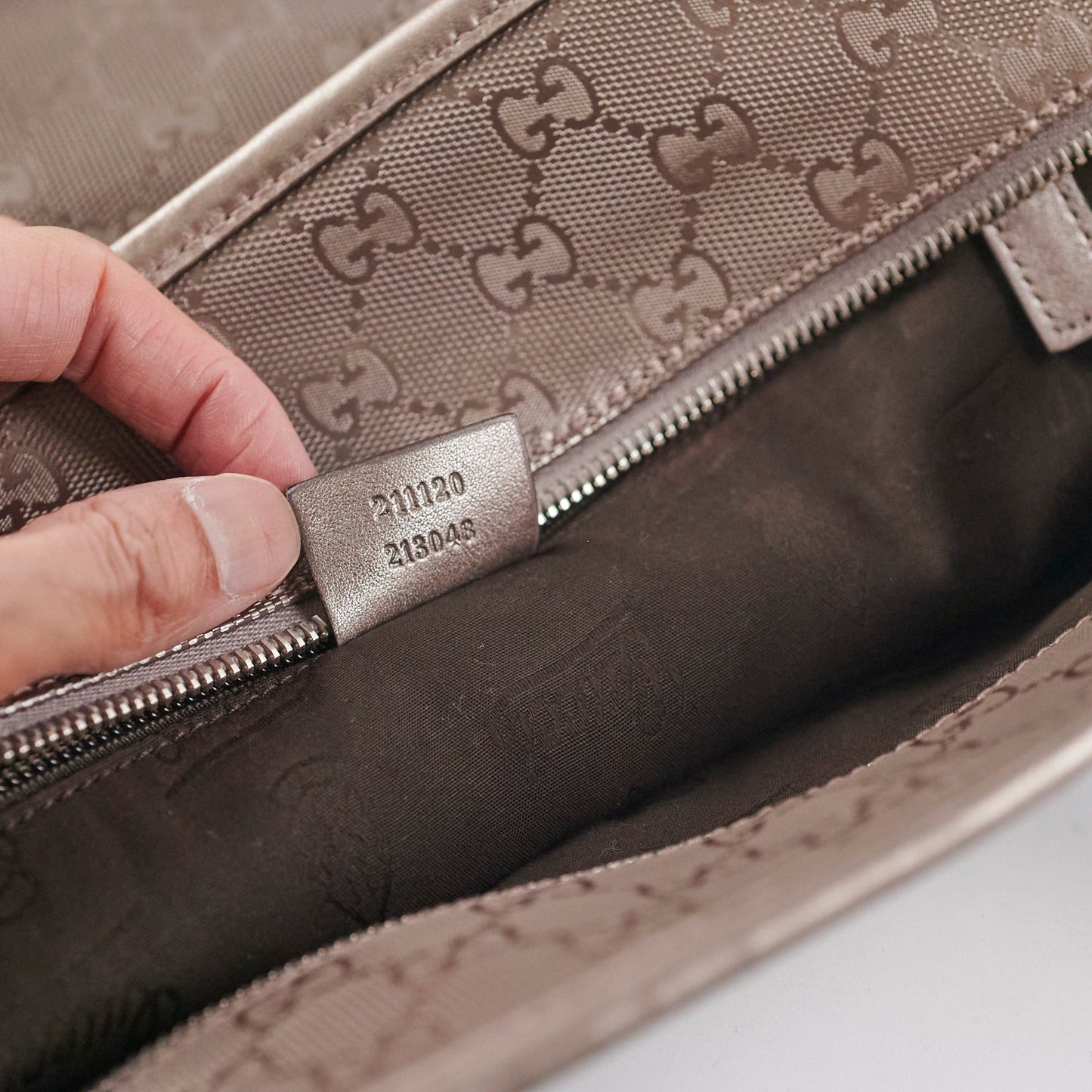 Gucci Silver/Grey Monogram Tote