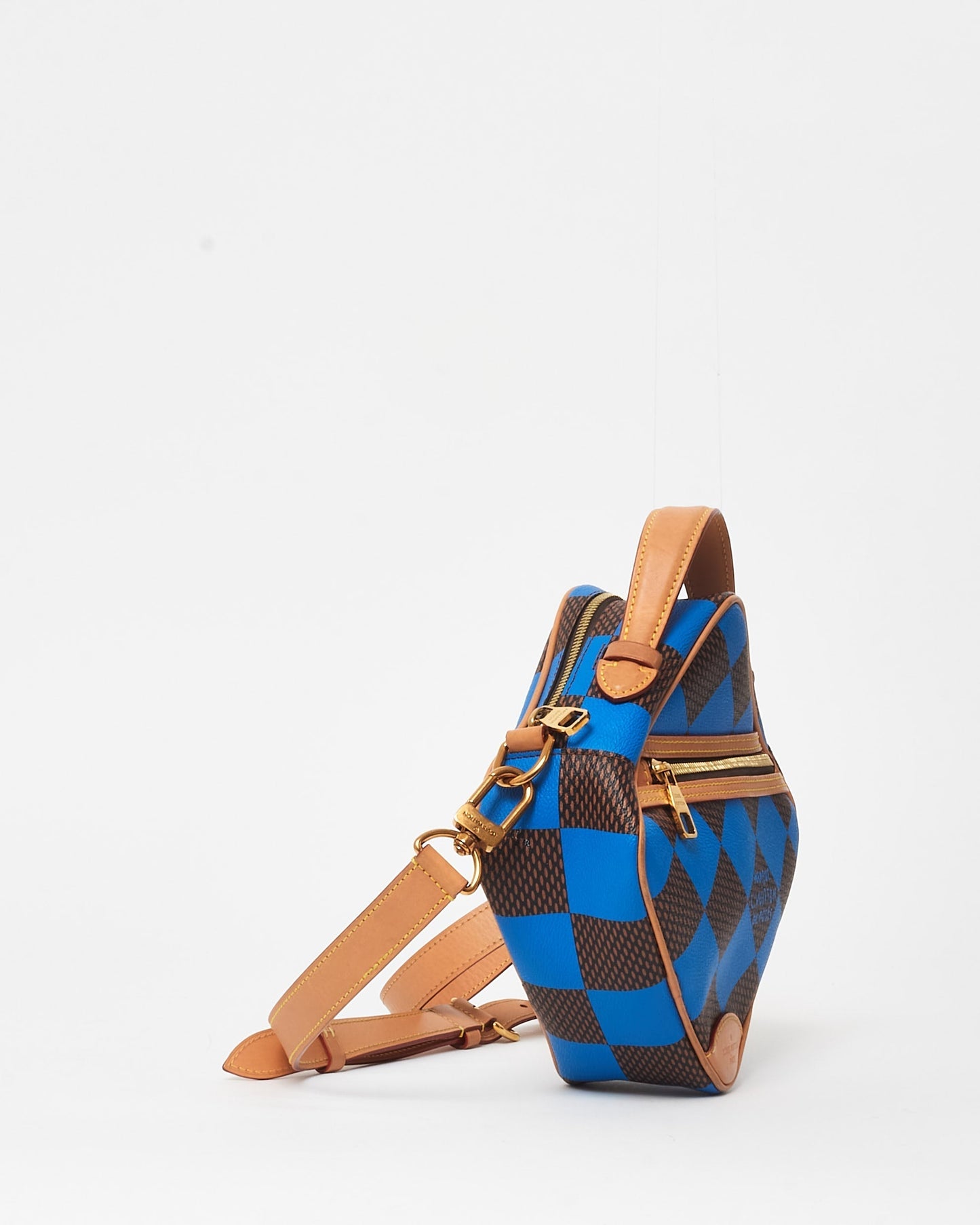 Louis Vuitton Blue & Coated Canvas Chess Messenger Crossbody Bag - Défilé Homme P/É24