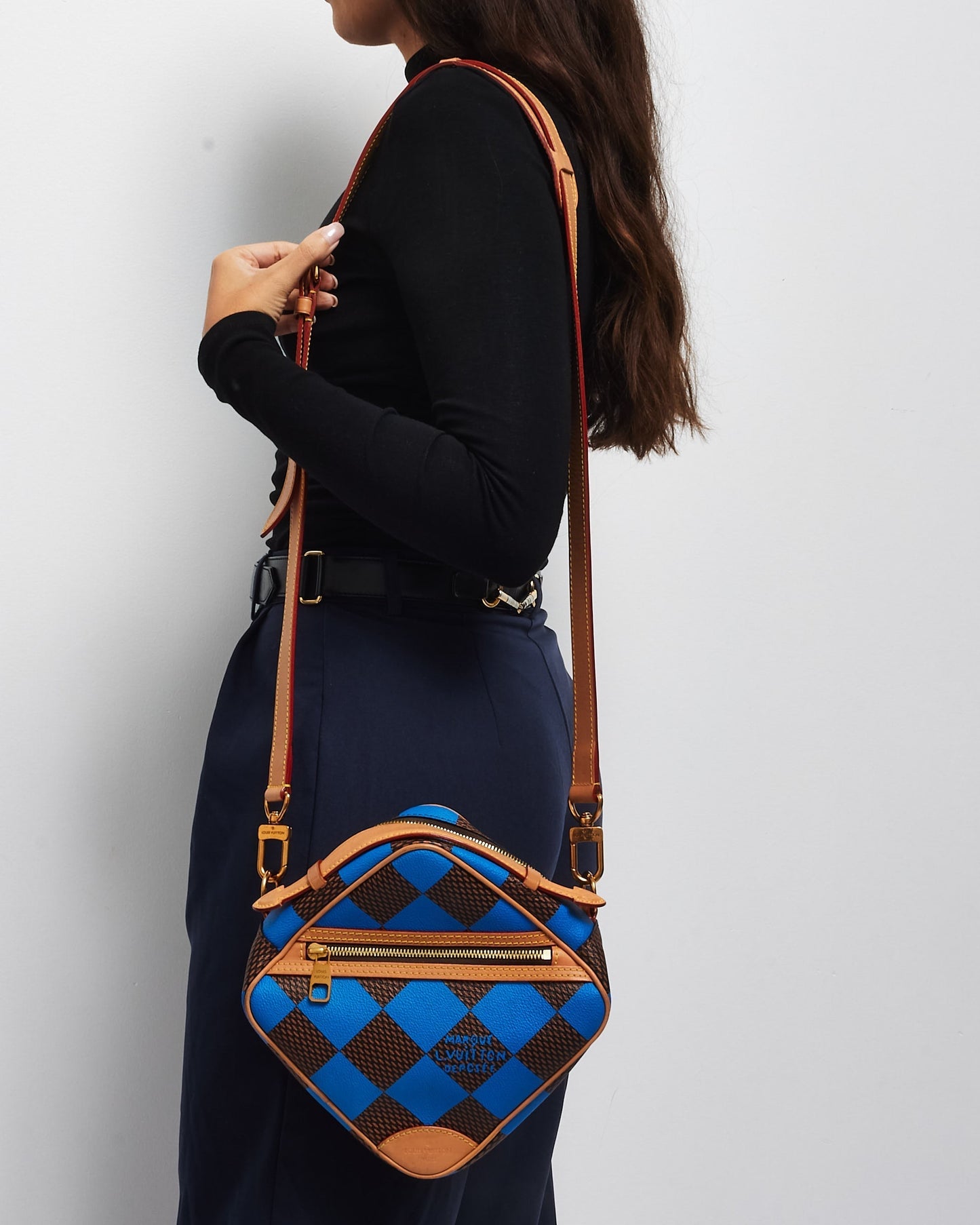 Louis Vuitton Blue & Coated Canvas Chess Messenger Crossbody Bag - Défilé Homme P/É24