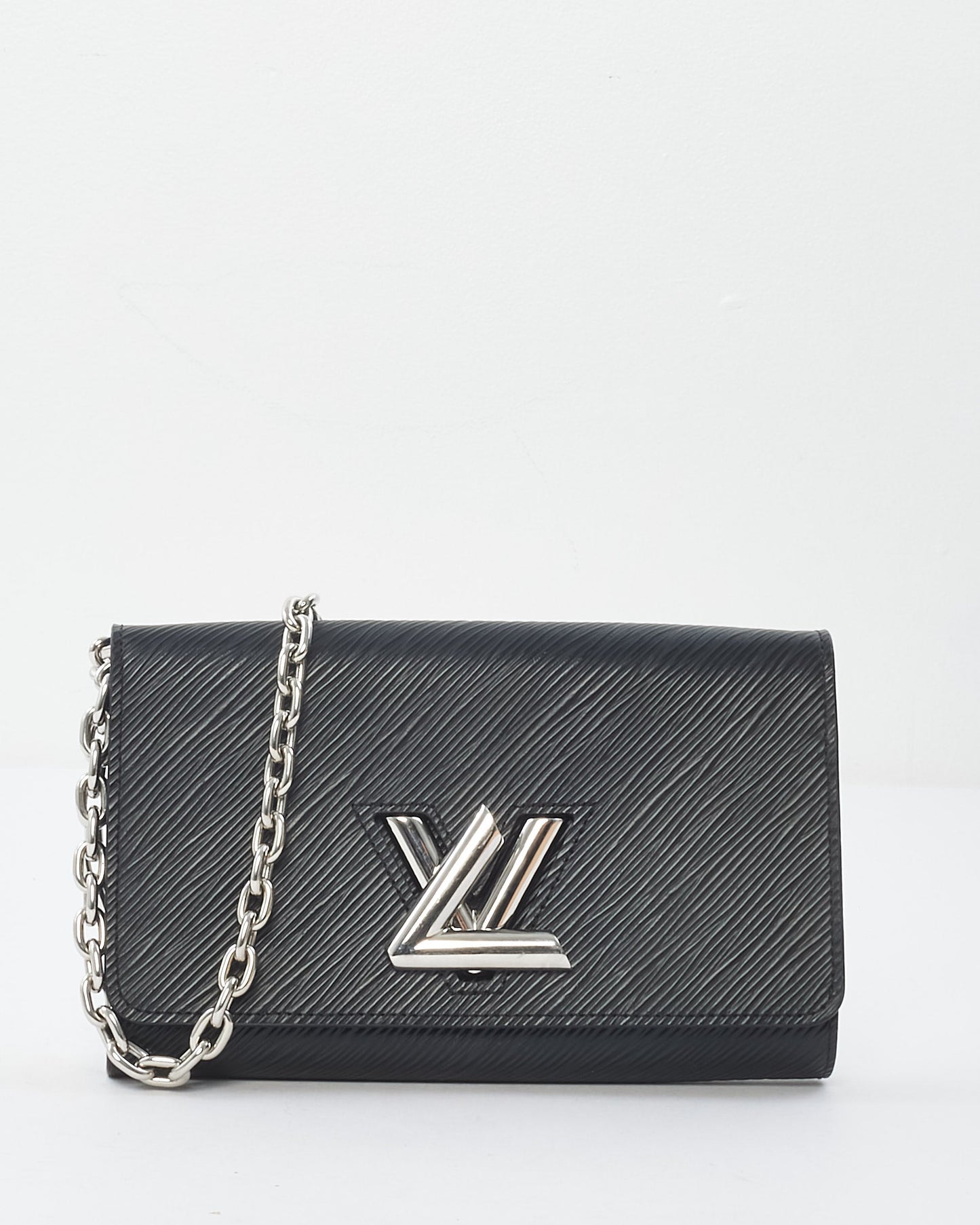 Louis Vuitton Black Epi Leather Twist Lock Wallet On Chain