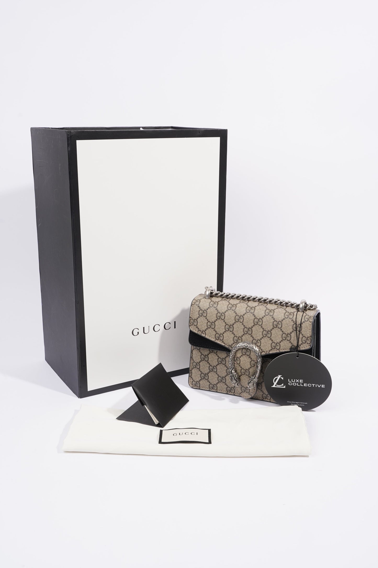 Gucci Dionysus Mini Beige And Ebony GG Supreme Canvas Coated Canvas