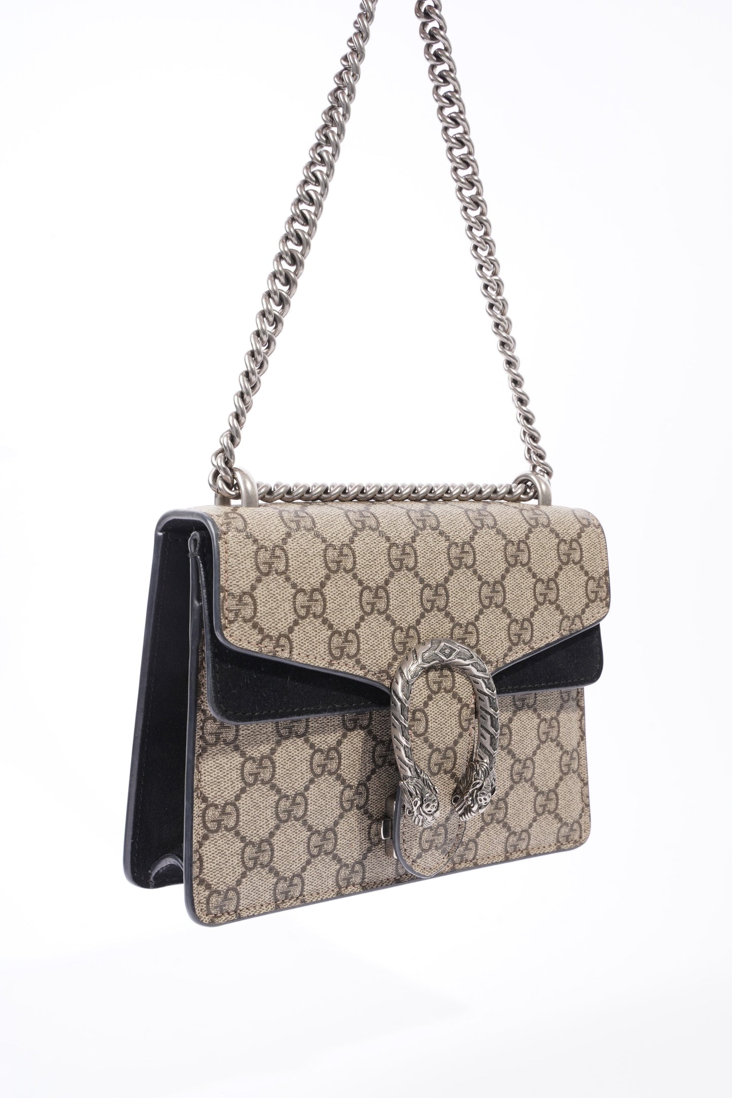 Gucci Dionysus Mini Beige And Ebony GG Supreme Canvas Coated Canvas