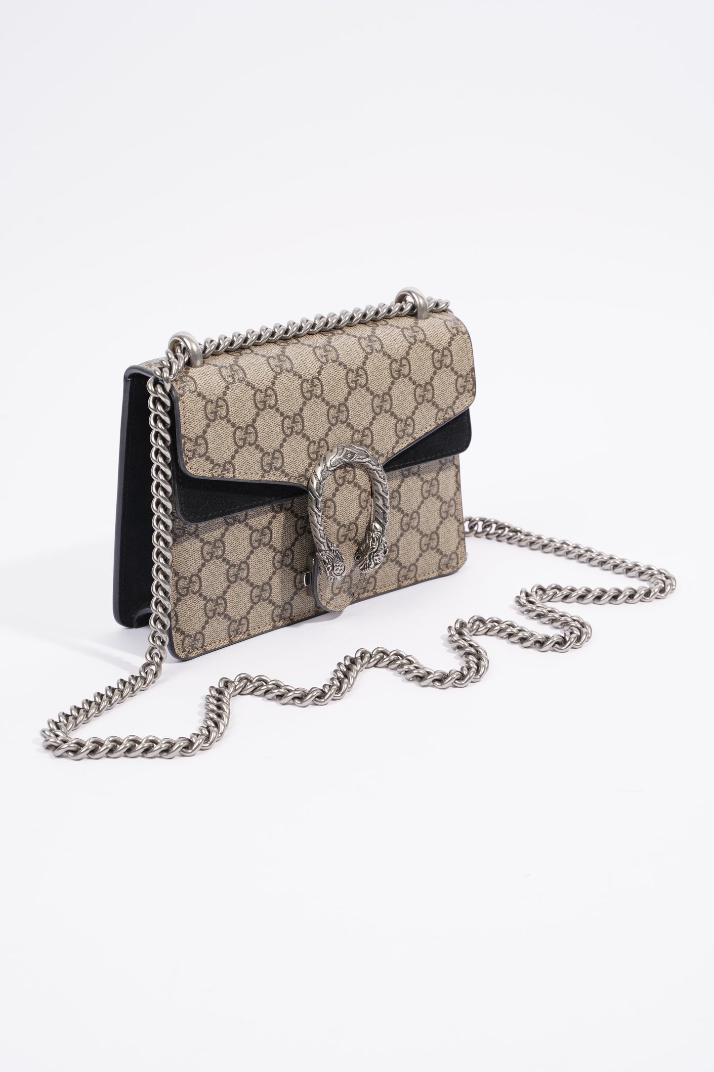 Gucci Dionysus Mini Beige And Ebony GG Supreme Canvas Coated Canvas