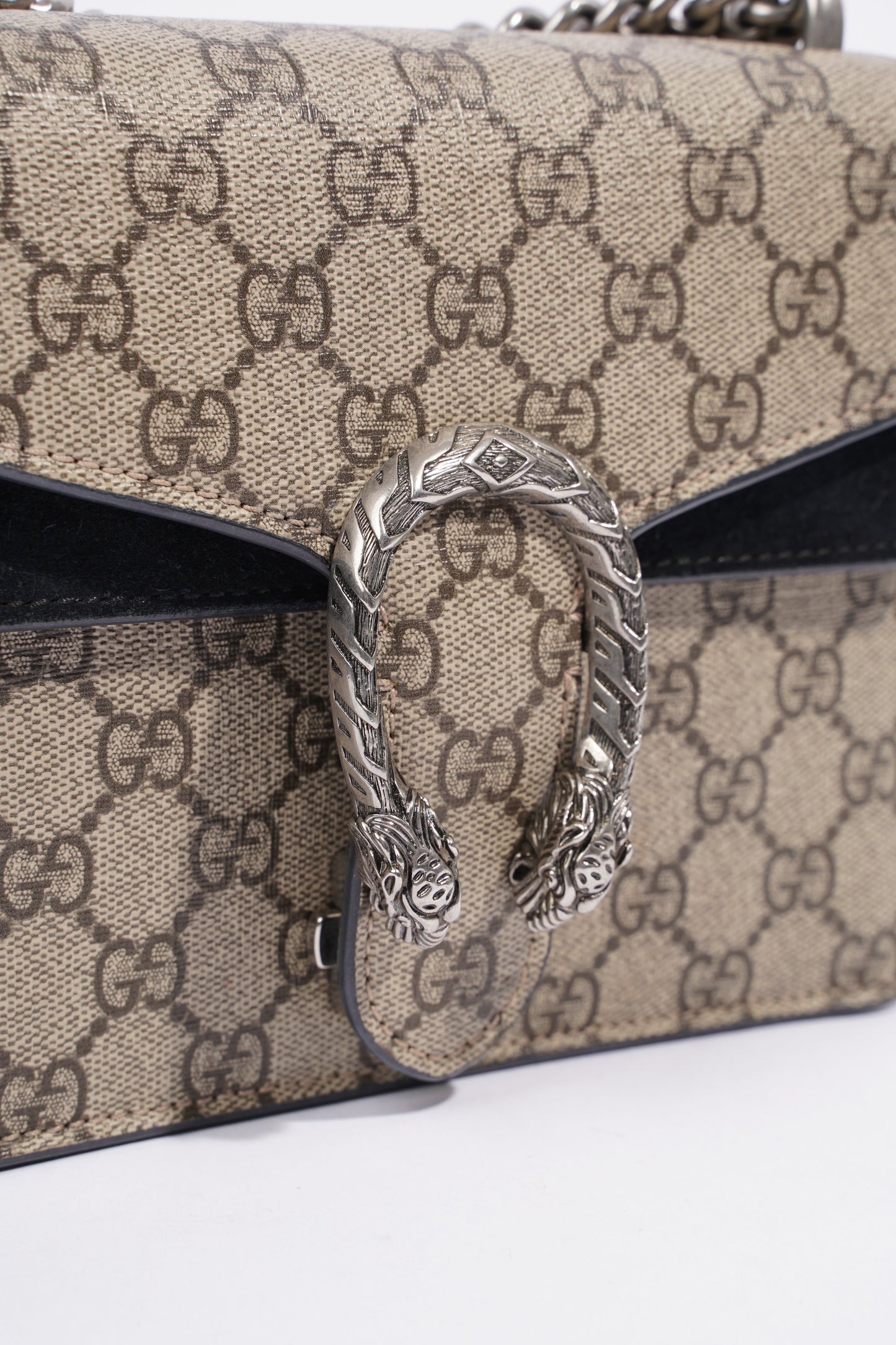 Gucci Dionysus Mini Beige And Ebony GG Supreme Canvas Coated Canvas