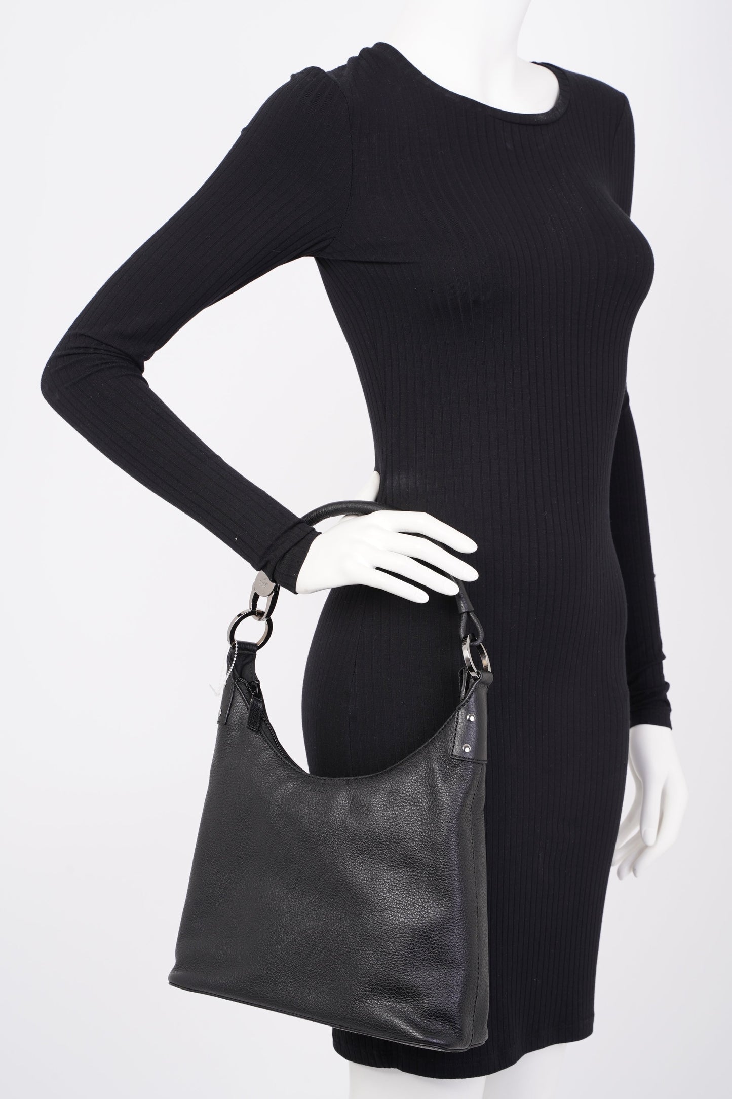 Gucci Hobo Black Grained Leather