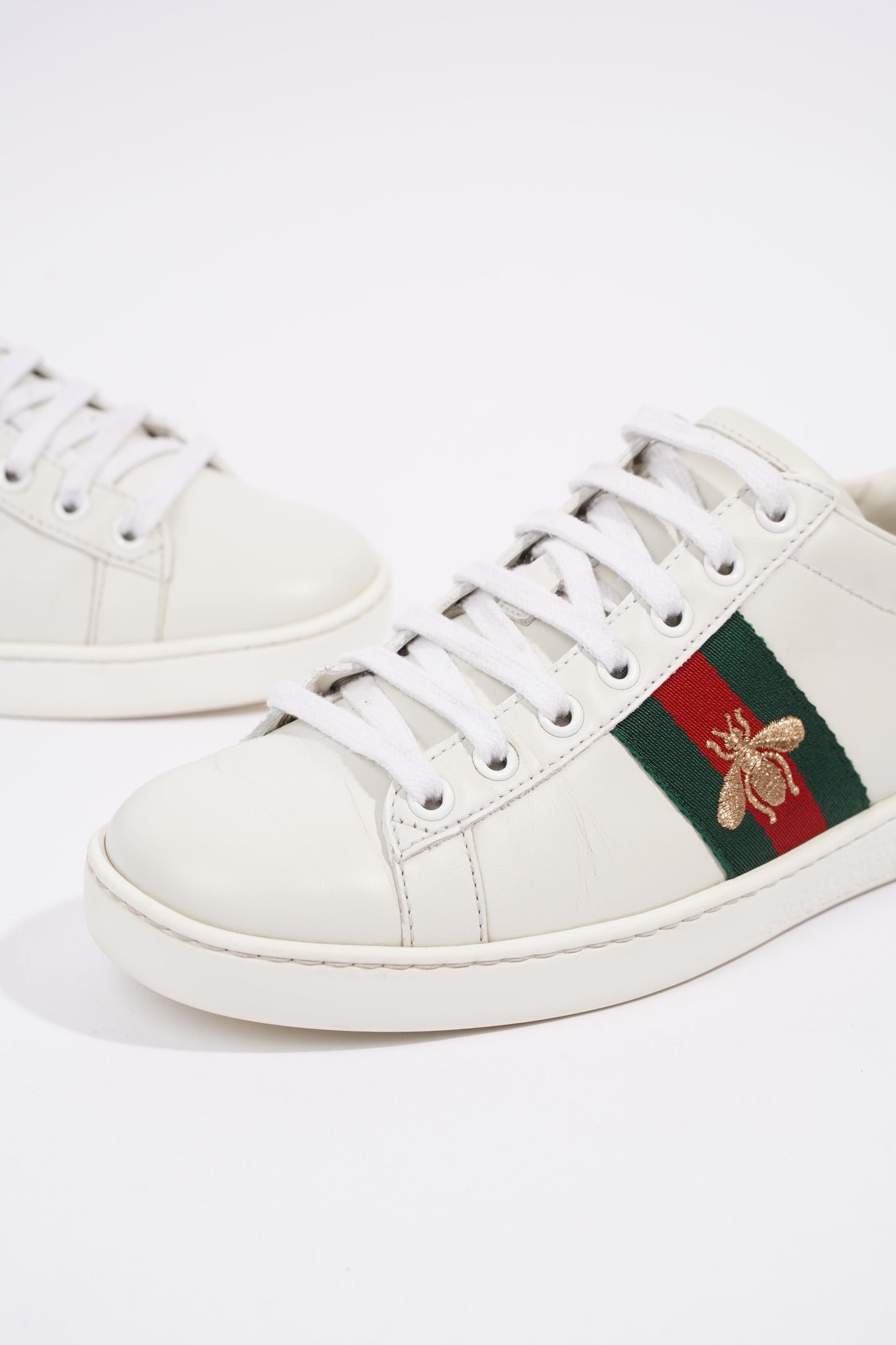 Gucci Ace Embroidered Bee White / Red / Green Leather EU 36.5 UK 3.5